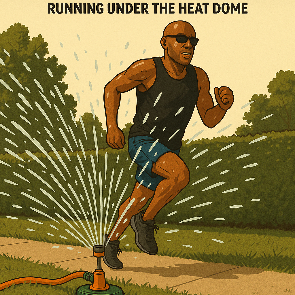 Running through a sprinkler on a hot day (Heat Dome edition)