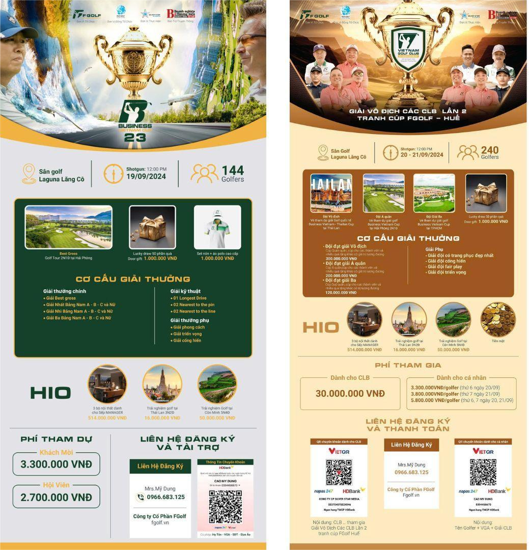 Thông tin giải “Business Vietnam Cup 23” và giải” Vô địch các CLB lần 2 tranh cúp FGolf - Huế”