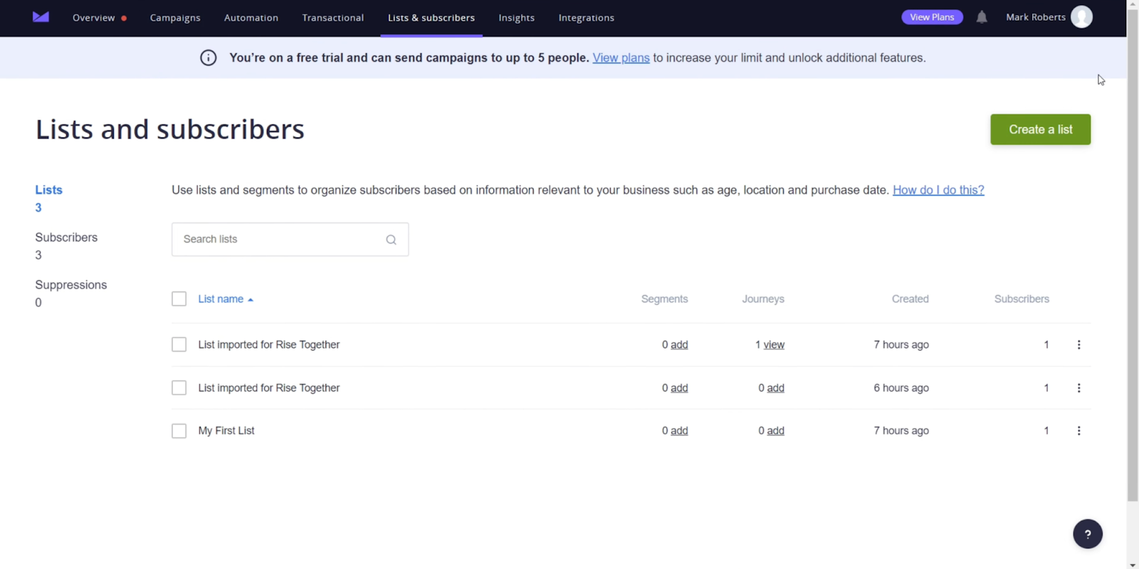Интерфейс настройки персонализированных писем в Campaign Monitor