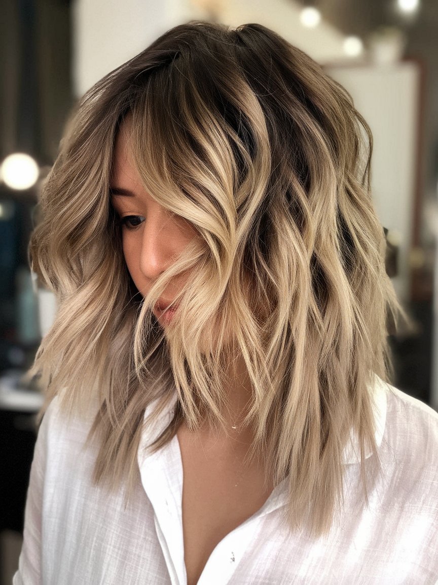 1. Textured Ombre Shag with Layers