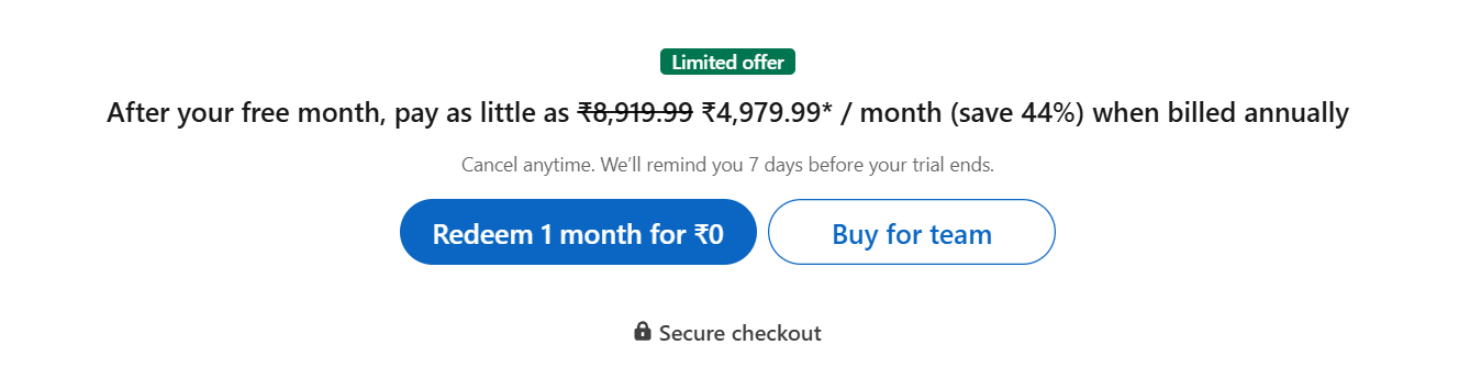 linkedin sales navigator pricing for core option