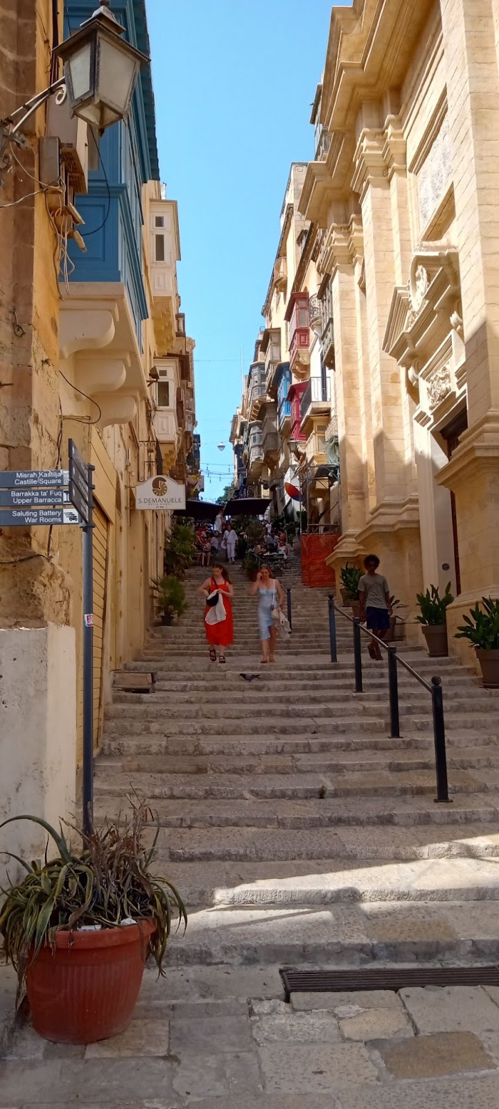 A typical steeped street in the historic city of Valletta.