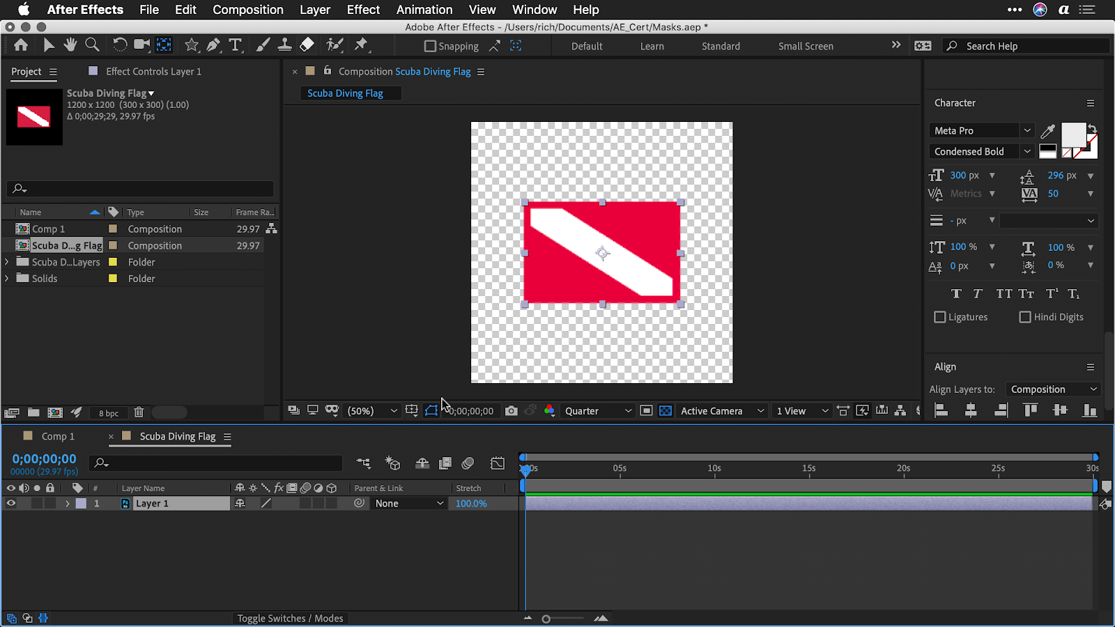 Red and white SCUBA flag centered on top of a transparent background