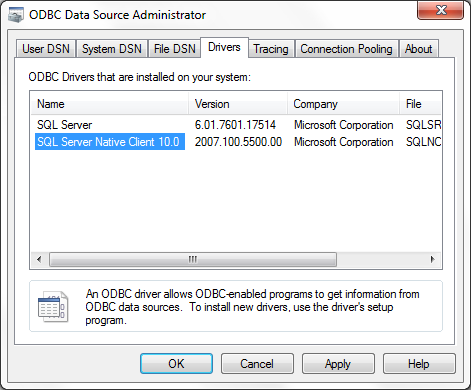 Add ODBC Driver