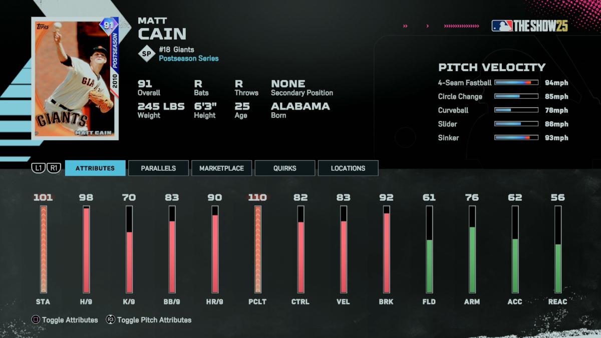 MLB The Show 25 Postseason Matt Cain