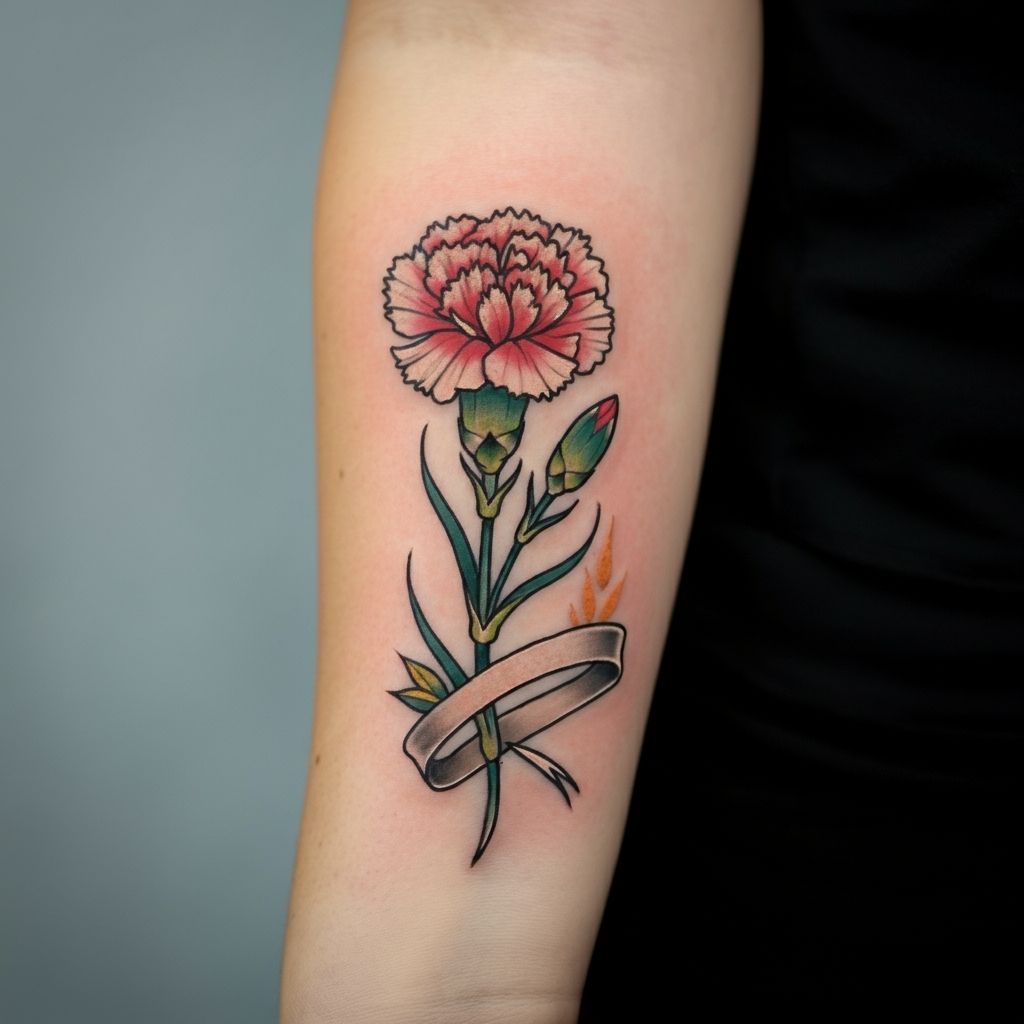 Realistic Carnation Tattoo