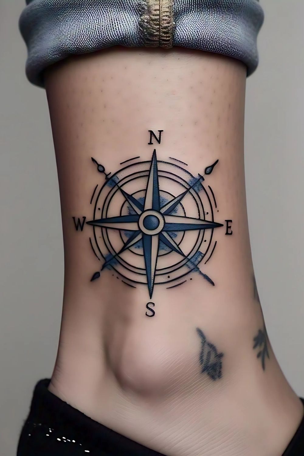 Compass Ankle Tattoo