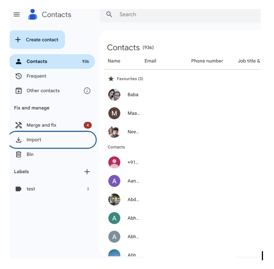 Importing contacts from multiple accounts