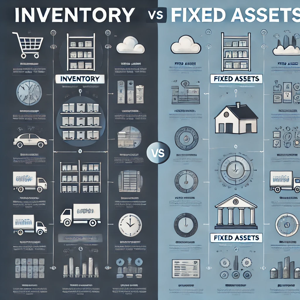 difference between inventory and fixed assets