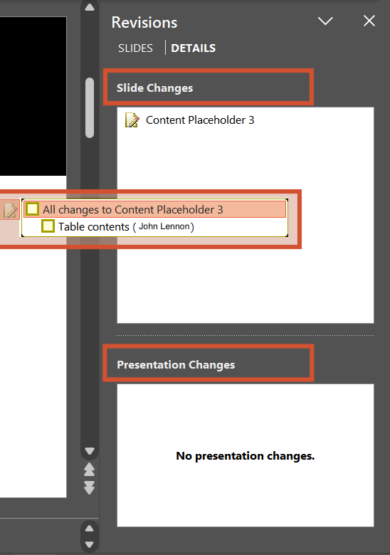 how to track changes in powerpoint: Reviewing pane with PowerPoint