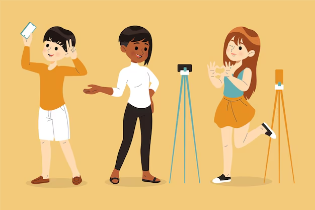 Graphic of 3 people with cameras and tripod stands