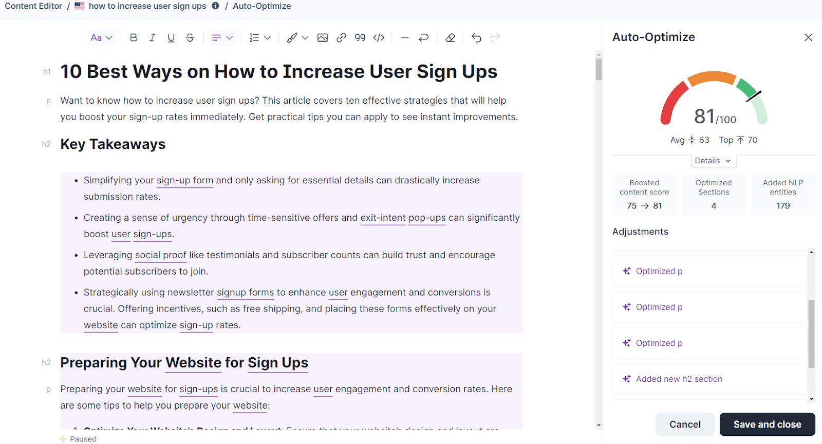 Surfer SEO optimization