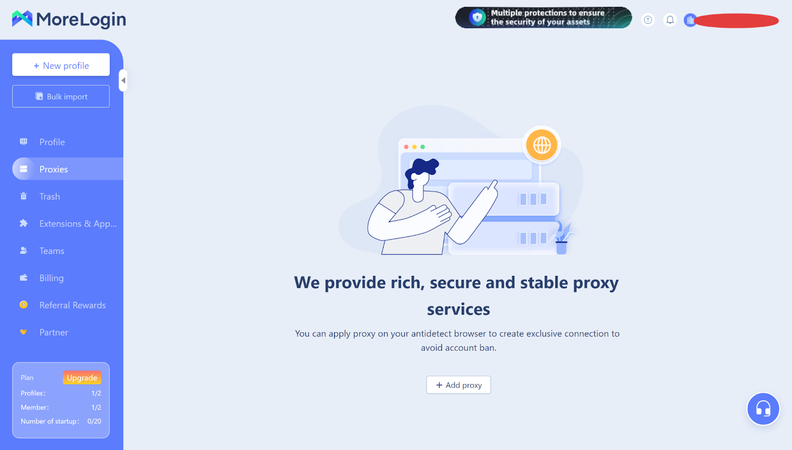 click “Proxies” and “Add proxy”