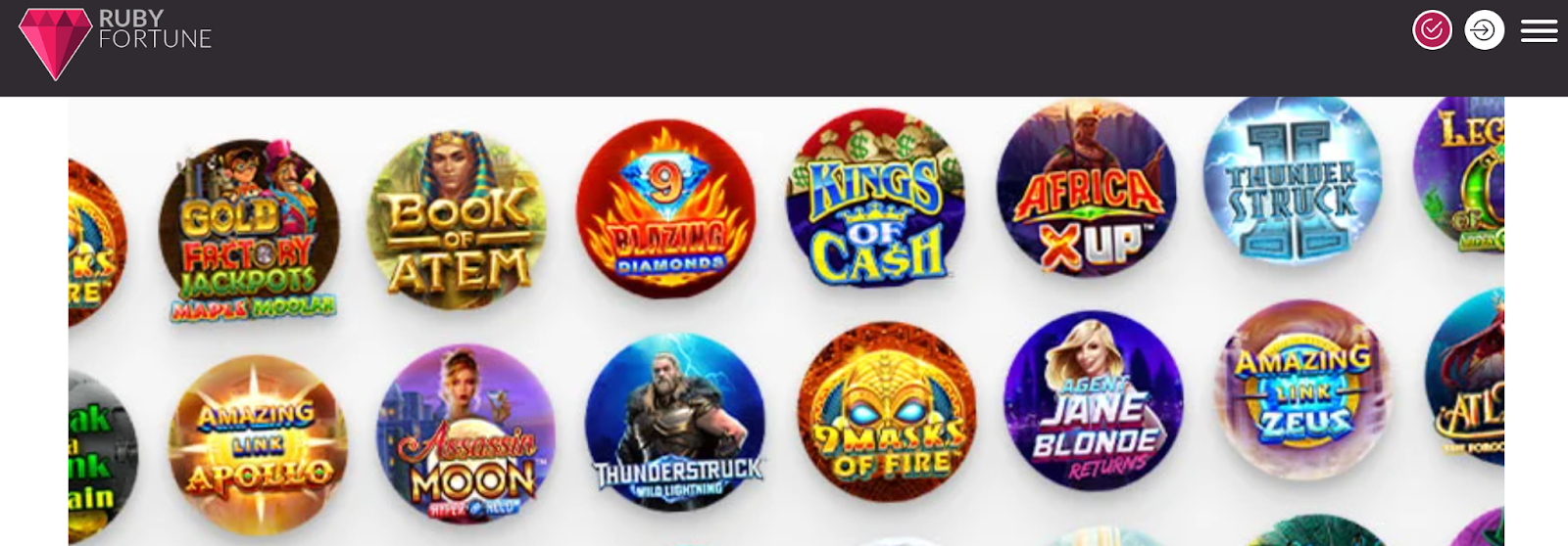 Selección de Juegos en Ruby Fortune Casino Chile