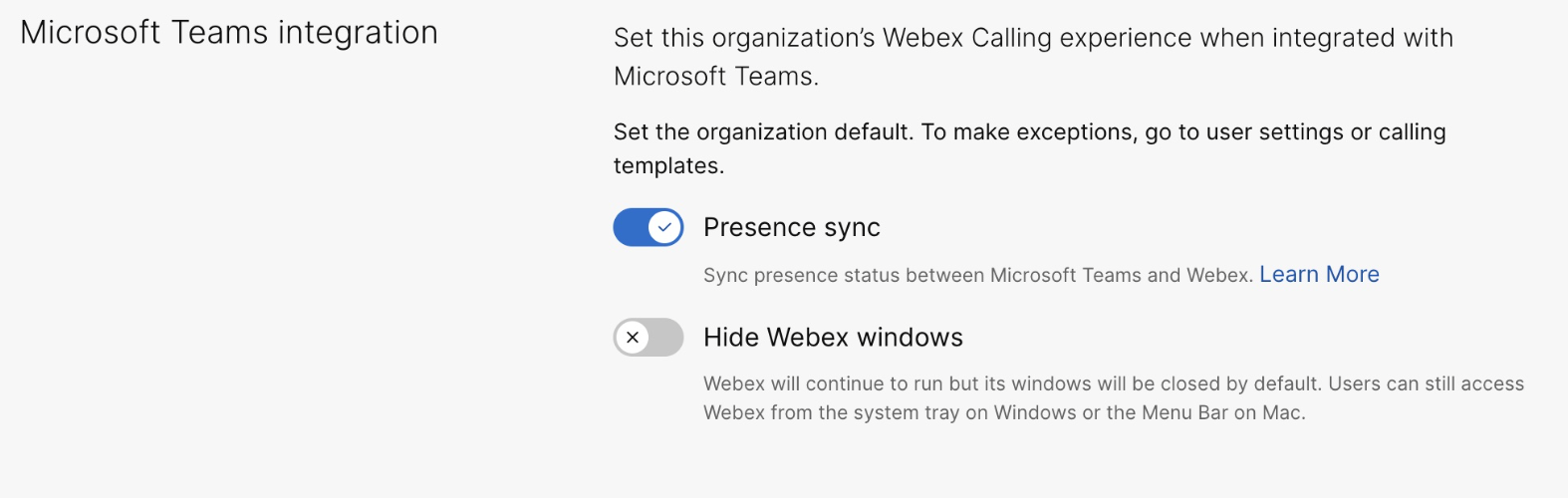 Configuring Webex Teams integration