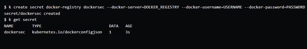 Image on how to create the docker-registry secret
