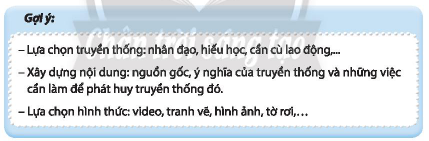 CHỦ ĐỀ 6. SỐNG HÒA HỢP TRONG CỘNG ĐỒNGTìm hiểu các hoạt động trong cộng đồng và những hành vi giao tiếp, ứng xử cần cóCâu 1: Kể tên các hoạt động trong cộng đồng mà em đã tham gia.Đáp án chuẩn:- Vệ sinh khu vực sống.- Sinh hoạt hè tại địa phương.- Tham gia lễ hội truyền thống.Câu 2: Chỉ ra những hành vi giao tiếp, ứng xử có văn hoá khi tham gia các hoạt động trng cộng đồng.Đáp án chuẩn:- Đúng giờ, tác phong nhanh nhẹn.- Mặc trang phục phù hợp với địa điểm và hoạt động.- Lễ phép với người lớn, thân thiện với trẻ nhỏ.- Không làm ồn ở nơi công cộng.- Tuân thủ các quy tắc chung tại nơi diễn ra hoạt động và nơi công cộng.Câu 3: Xác định các nguyên tắc khi tham gia hoạt động trong cộng đồng.Đáp án chuẩn:- Hiểu và tôn trọng văn hoá của cộng đồng.- Tuân thủ các quy định và tập quán của cộng đồng.- Thân thiện, cởi mở với mọi người.Câu 4: Chia sẻ về những cử chỉ, lời nói, thái độ em nhận được từ mọi người xung quanh khi em giao tiếp, ứng xử có văn hoá trong các hoạt động cộng đồng.Đáp án chuẩn:- Cử chỉ: tán dương, nhận được sự công nhận từ người khác.- Lời nói: khen ngợi, tuyên dương.- Thái độ: vui vẻ, thân thiện.Thực hiện những hành vi giao tiếp, ứng xử có văn hoá khi tham gia các hoạt động trong cộng đồngCâu 1: Thực hiện những hành vi sau khi tham gia các hoạt động cộng đồng:+ Nói, cười đủ nghe nơi công cộng.+ Xếp hàng trật tự nơi công cộng.+ Lựa chọn trang phục phù hợp nơi công cộng,+ Giữ gìn và bảo vệ cảnh quan nơi công cộng.+ Giúp đỡ và chia sẻ với mọi người.+ Lịch sự, vui vẻ trong giao tiếp.Đáp án chuẩn:HS tự thực hiện.Câu 2: Đóng vai thể hiện cách xử lí phù hợp trong các tình huống sau: Đáp án chuẩn:1. Nếu là N, em sẽ điều chỉnh âm nhạc để phù hợp vừa cho các bạn hát mà không làm phiền người nhà và hàng xóm.2. Nếu là B, em sẽ nhắc nhở người đó về việc xếp hàng đúng thứ tự và không chen ngang.3. Nếu là T, em sẽ khuyên S nhờ vào sự hỗ trợ của mọi người và cảnh báo nếu S không hợp tác thì có thể phải rời khỏi.4. Nếu là D và T, em sẽ yêu cầu G về nhà để thay đồ hoặc không cùng đi lễ chùa nữa.Câu 3: Chia sẻ cảm xúc của em khi đóng vai thể hiện hành vi giao tiếp, ứng xử có văn hóa trong các tình huống trên. Đáp án chuẩn:- Em cảm thấy cách giao tiếp và ứng xử có văn hóa rất quan trọng để duy trì sự vui vẻ, tích cực và lối sống văn minh trong cuộc sống.Thể hiện tôn trọng sự khác biệt trong cộng đồngCâu 1: Đưa ra cách ứng xử của em thể hiện tôn trọng và chấp nhận sự khác biệt trong các trường hợp sau: Đáp án chuẩn:1. Em sẽ yêu cầu bạn nói lại một lần nữa vì em chưa nghe rõ.2. Em sẽ yêu cầu mọi người ngừng bàn tán và lại gần để trò chuyện với người mặc trang phục lạ, để họ không cảm thấy bị phân biệt.Câu 2: Chia sẻ cảm nhận của em khi thực hiện tôn trọng sự khác biệt. Đáp án chuẩn:Cảm nhận của em khi tôn trọng sự khác biệt là vui vẻ và tự hào vì đã ứng xử một cách văn minh và lịch sự.Thể hiện sự không đồng tình với những hành vi, thái độ kì thị giới tính, dân tộc, địa vị xã hộiCâu 1: Xây dựng nội dung cho bài thuyết trình thể hiện sự không đồng tình với những hành vi, thái độ kì thị giới tính, dân tộc và địa vị xã hội. Đáp án chuẩn:Kì thị giới tính, dân tộc, địa vị xã hội hiện nay có biểu hiện như trọng nam khinh nữ, miệt thị đồng tính, chế nhạo người dân tộc thiểu số, và phân biệt xã hội giữa người giàu và người nghèo.Câu 2: Thuyết trình trước lớp thể hiện sự không đồng tình với những hành vi, thái độ kì thị giới tính, dân tộc và địa vị xã hội. Đáp án chuẩn:Phân biệt chủng tộc đã và đang là một thách thức lớn đối với nhân loại. Nguyên nhân của hiện tượng này xuất phát từ sự thiếu tôn trọng, đồng cảm và sẻ chia giữa con người với con người. Từ sự khinh bỉ của một số người da trắng đối với cộng đồng gốc Phi đến sự dè chừng của phương Tây đối với người Hồi giáo, chúng ta có thể thấy nguyên nhân này phổ biến khắp nơi. Hậu quả của phân biệt chủng tộc là rất khủng khiếp, ảnh hưởng đến cả an ninh và hòa bình trong các quốc gia, thậm chí ở Mỹ - một quốc gia nổi tiếng với nền dân chủ, vẫn còn những dấu hiệu của nó. Câu 3: Sử dụng bài thuyết trình để tuyên truyền, vận động mọi người thể hiện sự tôn trọng và chấp nhận sự khác biệt, tránh kì thị về giới tính, dân tộc và địa vị xã hội.Đáp án chuẩn:HS tự thực hiện.Giới thiệu truyền thống tự hào của địa phươngCâu 1: Lựa chọn và tạo sản phẩm giới thiệu về truyền thống tự hào của địa phương em. Đáp án chuẩn:Câu 2: Dùng sản phẩm đã tạo để giới thiệu về những truyền thống tự hào của địa phương em trước thầy cô và các bạn. Đáp án chuẩn:Học sinh tự thực hiện.Câu 3: Chia sẻ cảm xúc và bài học em rút ra sau khi tham gia và vận động mọi người cùng tham gia các hoạt động đó. Đáp án chuẩn:+ Vui vẻ, hạnh phúc khi giúp đỡ mọi người.+ Mong muốn tham gia và chia sẻ nhiều hơn.+ Yêu thích hoạt động thiện nguyện.Giới thiệu truyền thống tự hào của địa phươngCâu 1:  Lựa chọn và tạo sản phẩm giới thiệu về truyền thống tự hào của địa phương em.Đáp án chuẩn:Truyền thống ở địa phương em là tương thân tương ái, một giá trị đáng tự hào của dân tộc ta. Trong đời sống xã hội, với những biến động thất thường của cuộc sống, lòng tương thân tương ái giúp xây dựng sự đoàn kết và hỗ trợ trong xã hội. Đây là phẩm chất nhân ái cần thiết để xây dựng một xã hội bình đẳng, thân ái và hòa bình. Tinh thần này đã giúp dân tộc vượt qua nhiều thử thách, bảo vệ độc lập và sự sống còn của đất nước trong suốt lịch sử. Câu 2: Dùng sản phẩm đã tạo để giới thiệu về những truyền thống tự hào của địa phương em trước thầy cô và các bạn.Đáp án chuẩn:HS tự thực hiện.Thực hiện nếp sống văn minh và tham gia các hoạt động thiện nguyện tại nơi cư trú 