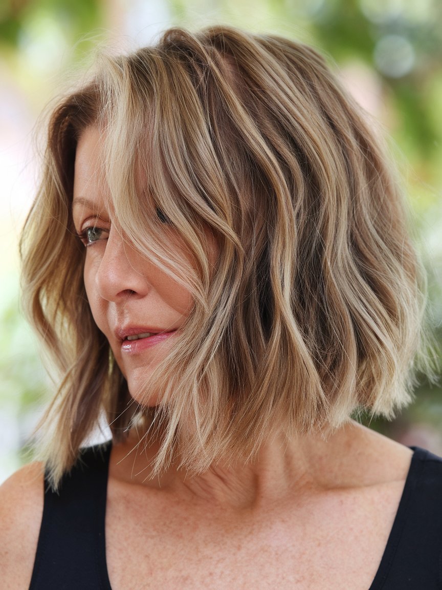 9. Wavy Bob with Face-Framing Highlights