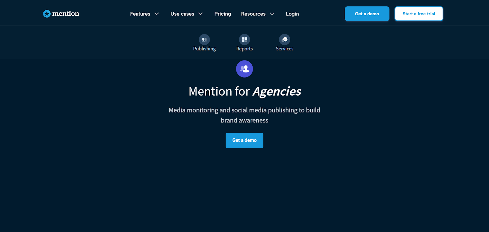 A screenshot of Mention's website