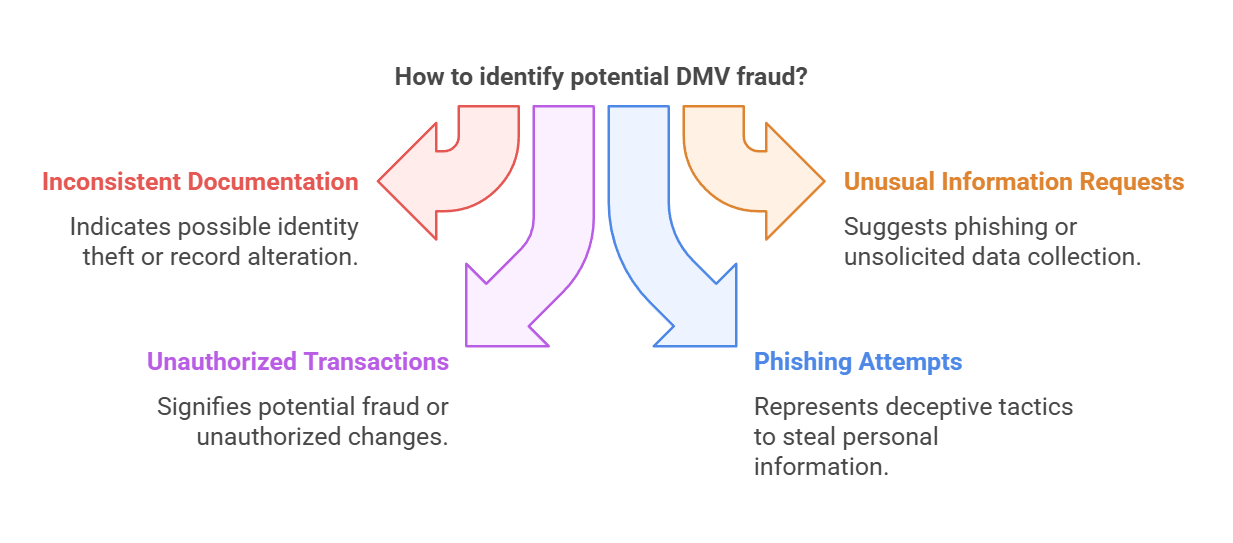 Flowchart describing how to identify DMV fraud