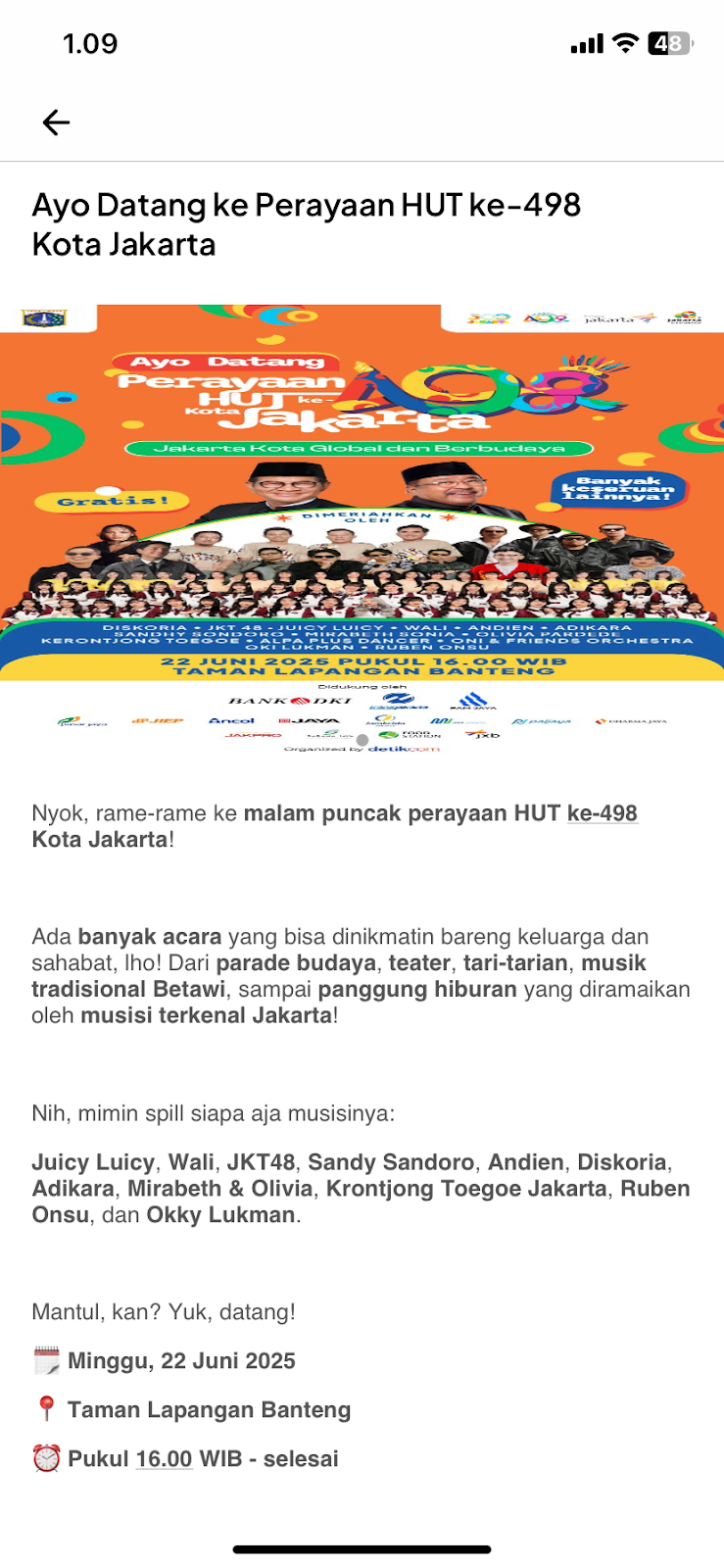 News Feature in JAKI: Peak Night of the 498th Anniversary Celebration of Jakarta