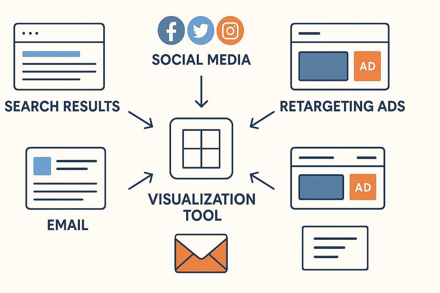 SEO and retargeting strategy diagram for window installation leads generation through digital marketing channels.