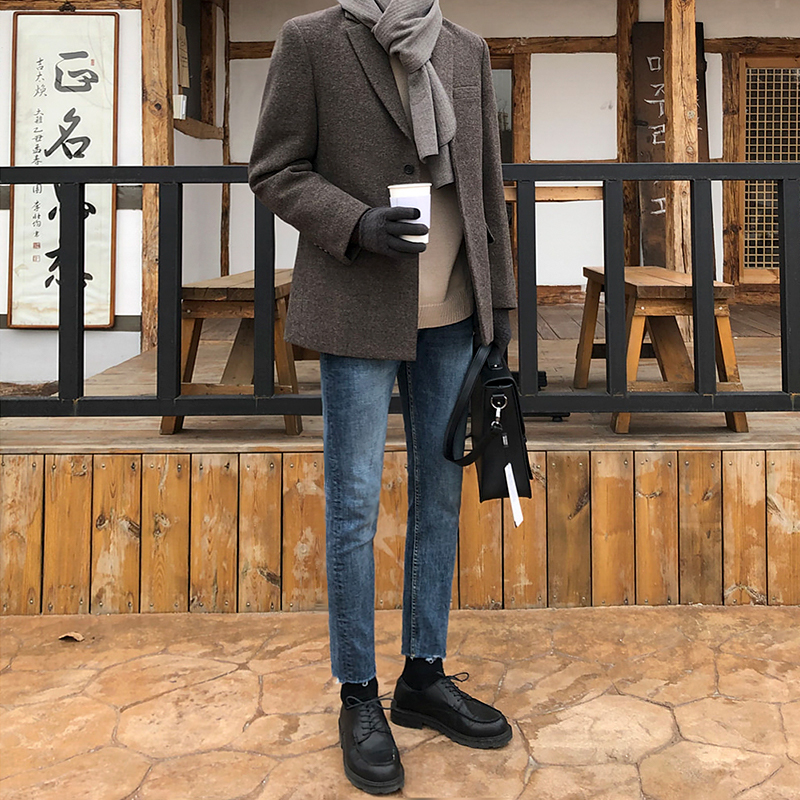 korean mens fashion: Classic Comfort: A Korean Man’s Sophisticated Winter Look