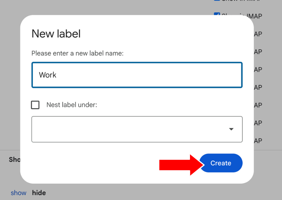 Click the Create button