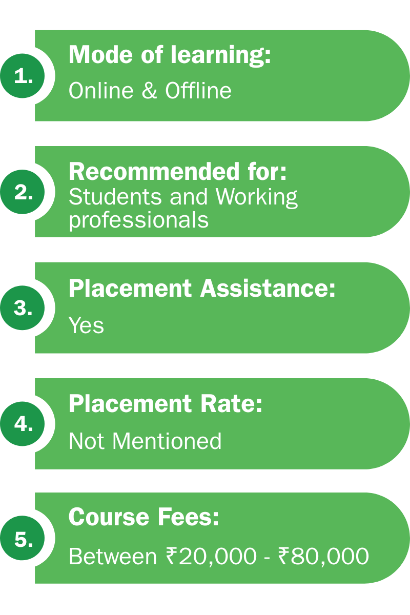 Course highlights with their fees at the 99Eedu Institute, Institute in Kolkata