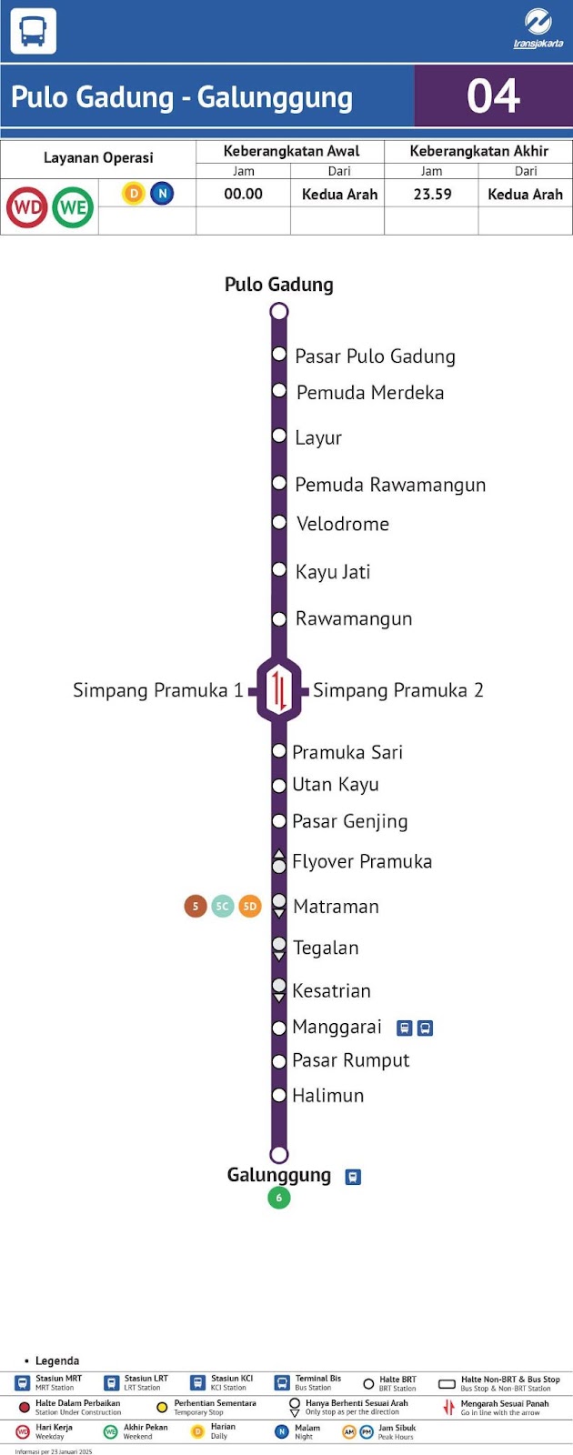 Routes for Transjakarta Corridors 3, 3F, and 4. Source:&nbsp;transjakarta.co.id/peta-rute 