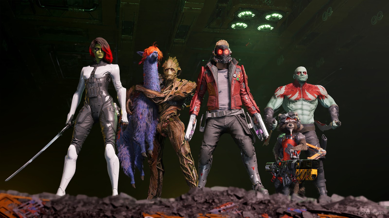 The Guardians of the Galaxy are here to save lives and make money (Image via Eidos Montreal)