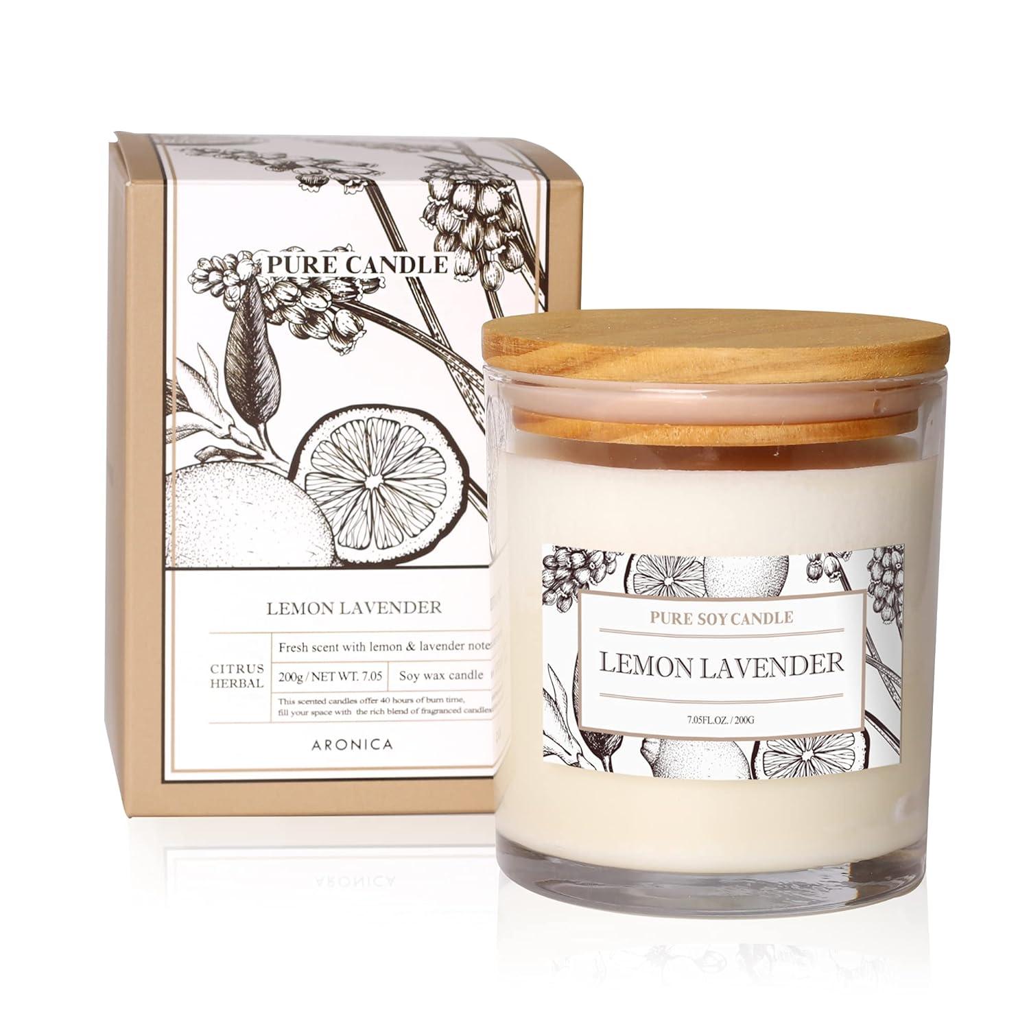 Aronica Scented Candle – Lemon Lavender Scented Soy Candle