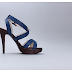 WOMEN BLACK CRACK SOLE AND BLUE LEATHER SANDAL