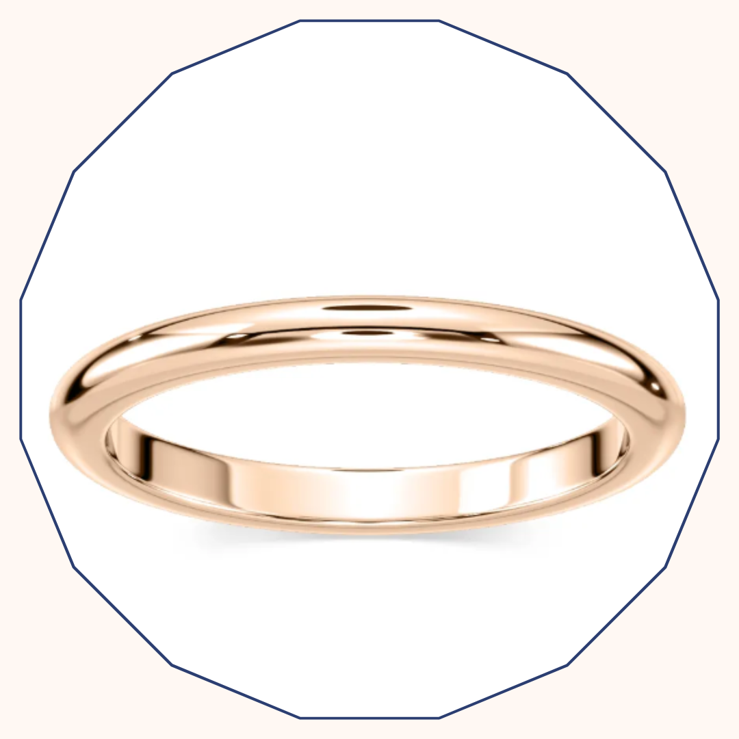 14kt rose gold wedding matching band with a unified look.