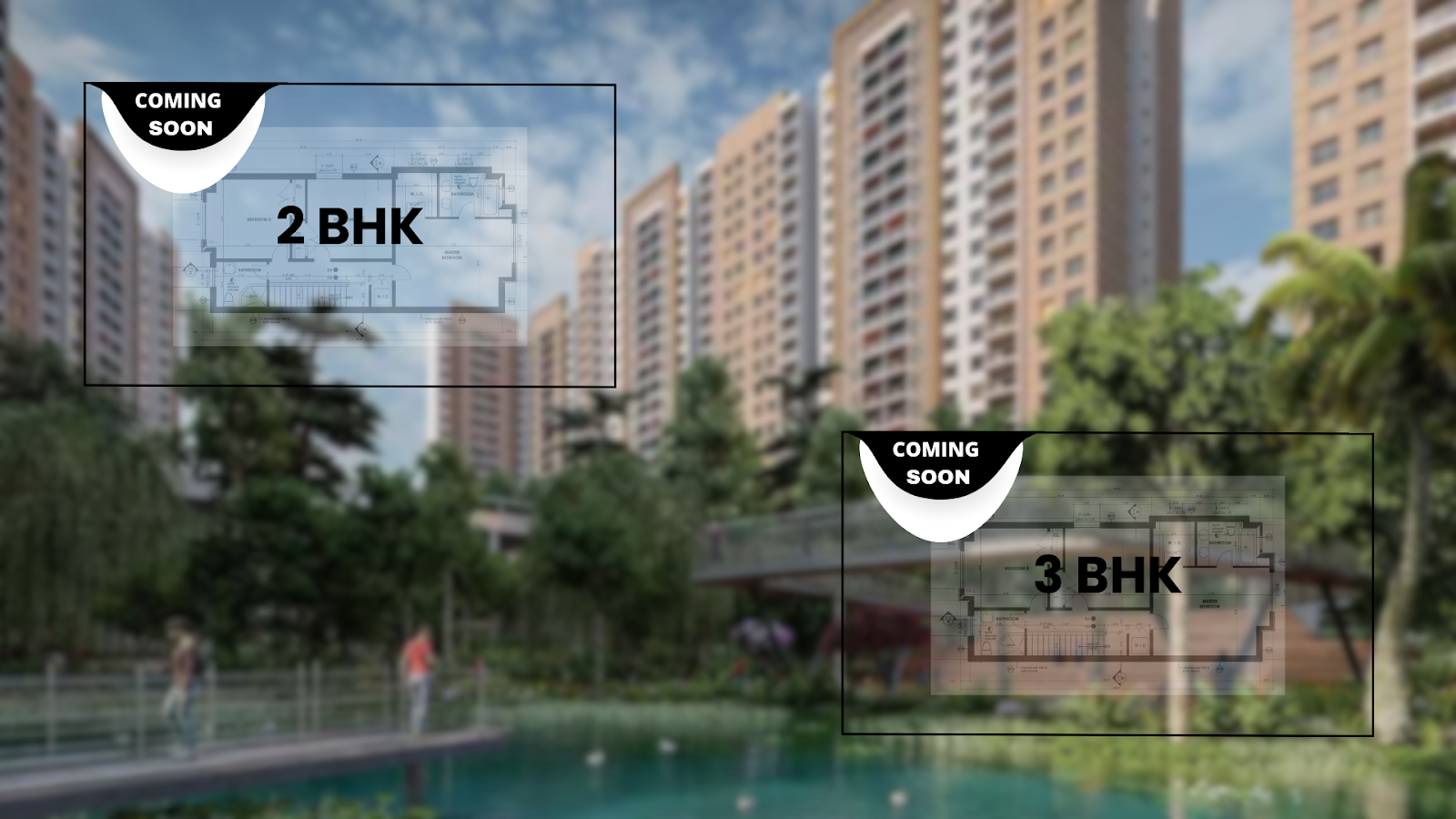 Kohinoor Riverdale floor plan and floor configuration of 2 and 3 BHK.