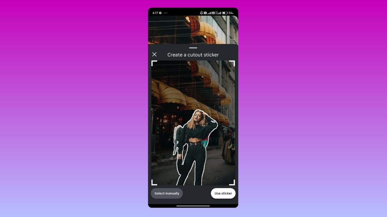 Cut outs in the Instagram story.