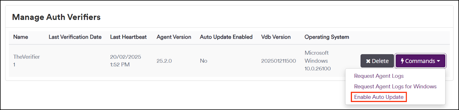 How to enable Auto Update for Authentication Verifier in Invicti Enterprise. 