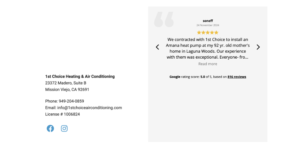 customer reviews for hvac company