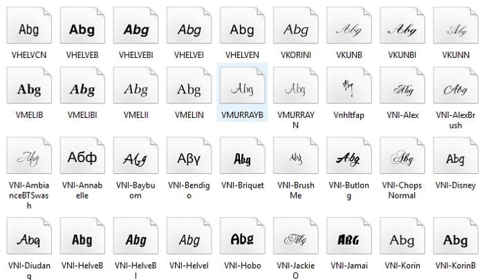 tải và cài bộ font tiếng việt đầy đủ
