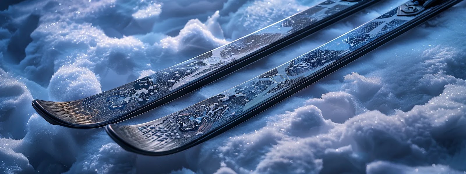 a pair of beginner-friendly women's skis with soft flex and advanced core materials, showcasing forgiveness and control for skill development on various terrains.