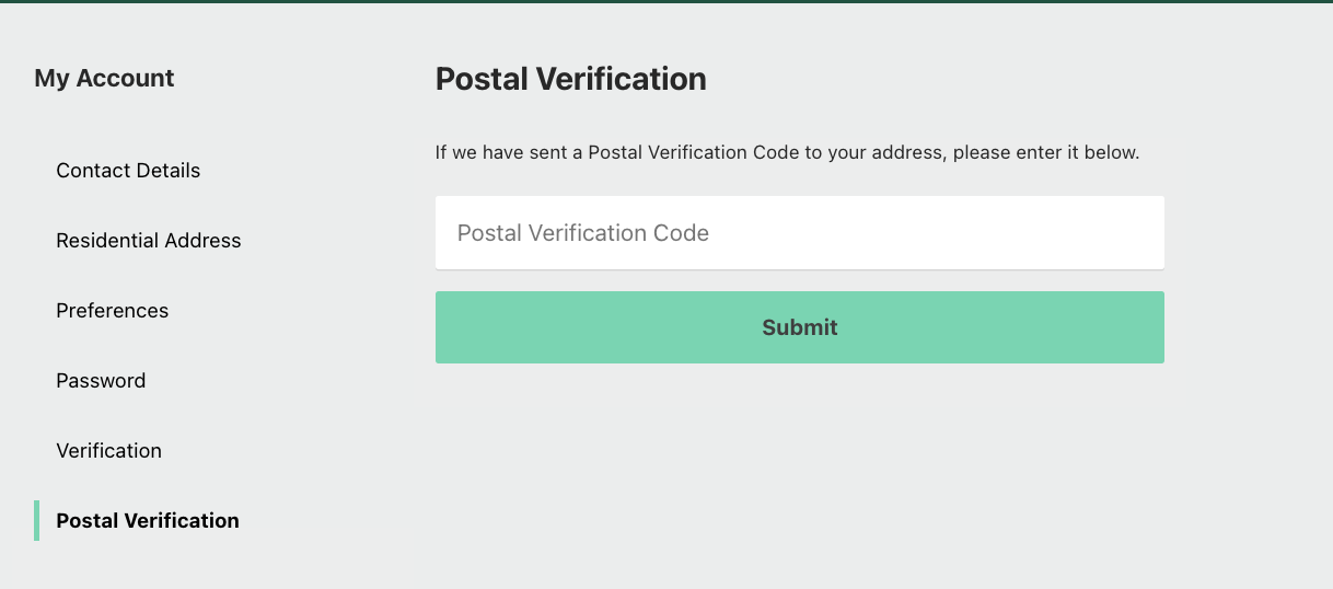 Verify your account at bet365 - Postal Verification Code