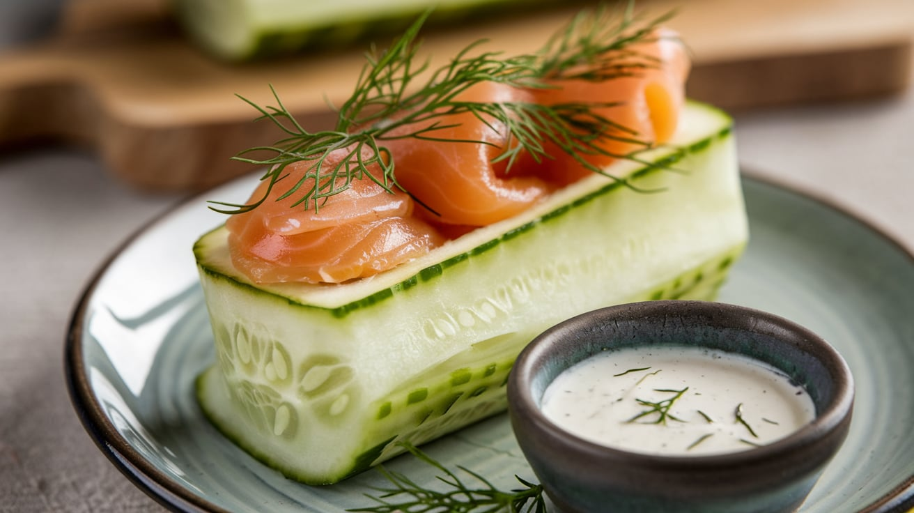 Chatelaine Smoked Salmon Roll on Cucumber Recipe