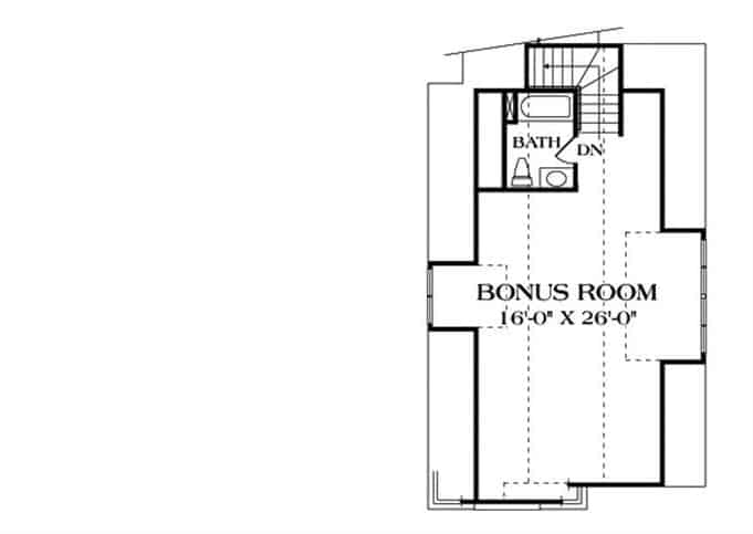 Bonus room floor plan complete with a full bath.