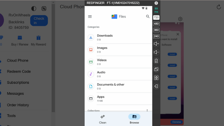 Redfinger Cloud Phone file manager