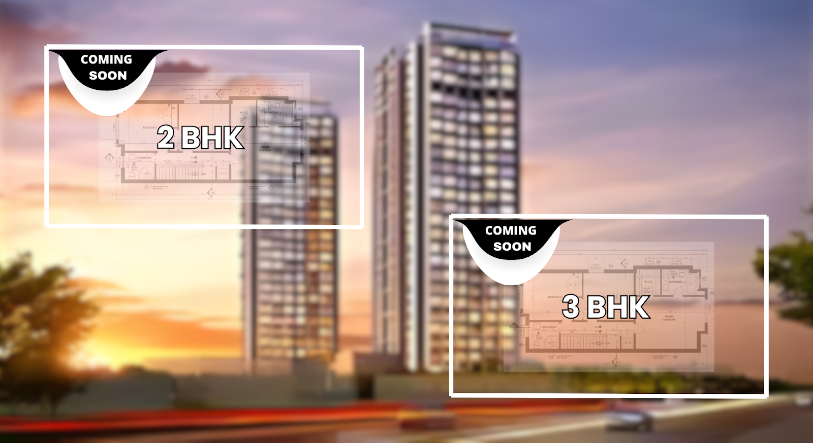 Godrej Bayview Vashi floor plan and floor configurations of 2 BHK and 3 BHK.