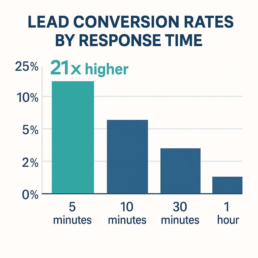 Chart showing how fast response times improve roofing lead conversion rates from real estate agent referrals.