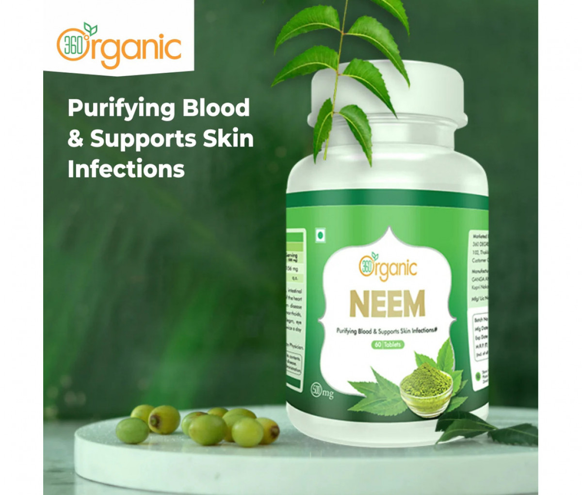 Buy Ayurvedic Neem Tablets for Immunity and Skin Health - Image of 360 Degree Organic Neem Tablets