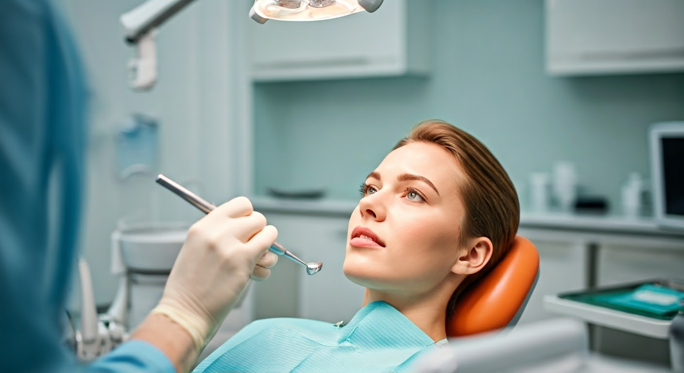 Patient receiving preventive dental care.