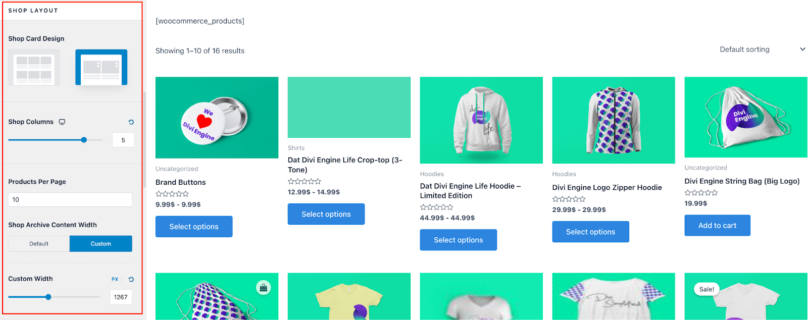 Edit the Shop Layout in woocommerce