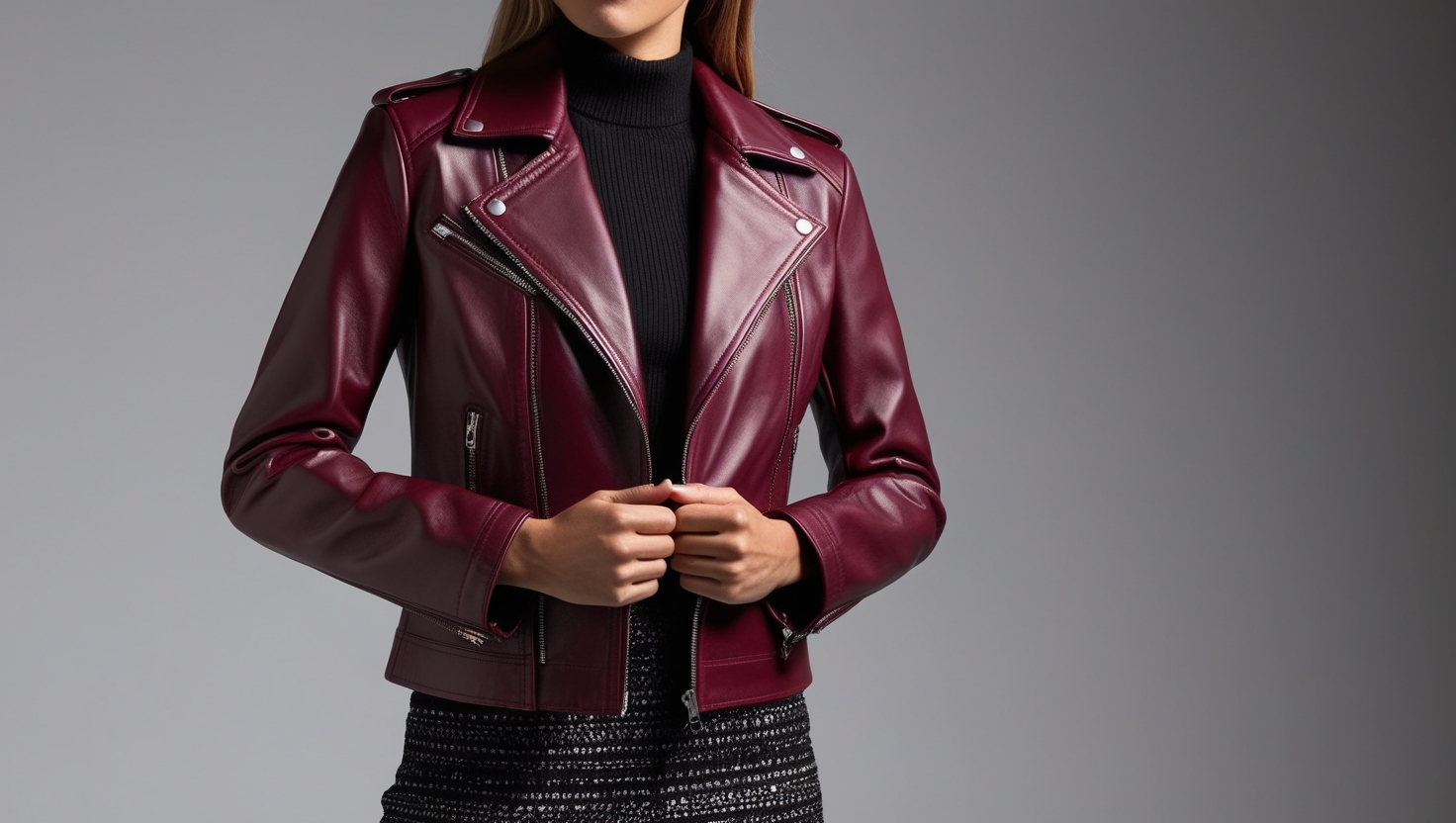 BB Dakota Burgundy Short Leather Jacket